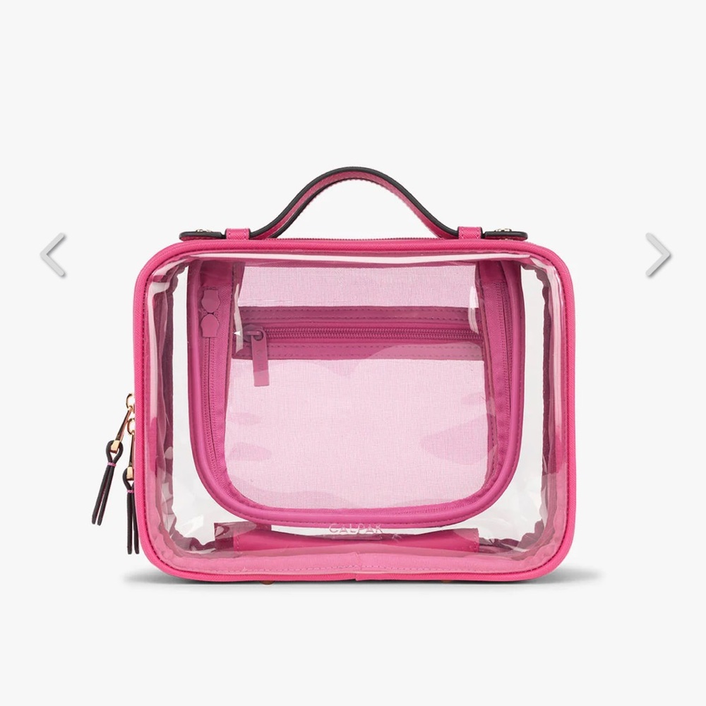 NWT Calpak Medium Clear Cosmetic Case in Dragonfruit